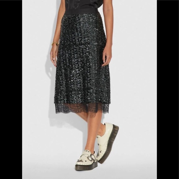 Sequined green/ black Coach skirt - NYE skirt - Picture 2 of 3
